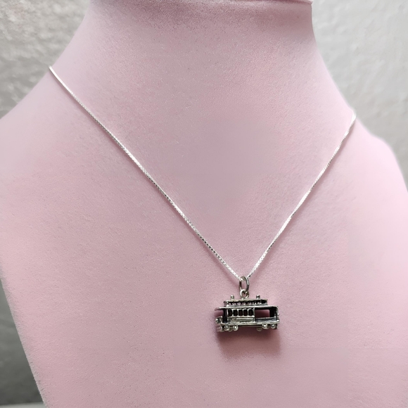 Vintage BEAU Sterling San Francisco Cable Car NECKLACE 22" - Picture 11 of 12